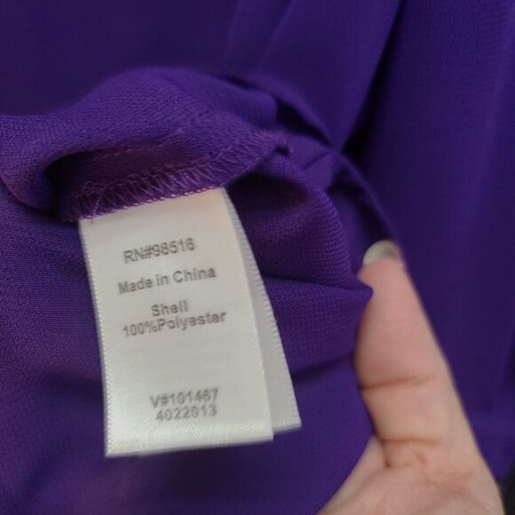 Coldwater Creek Womens Button Up Shirt Purple Size Small 100% Polyester Sheer - Picture 7 of 13